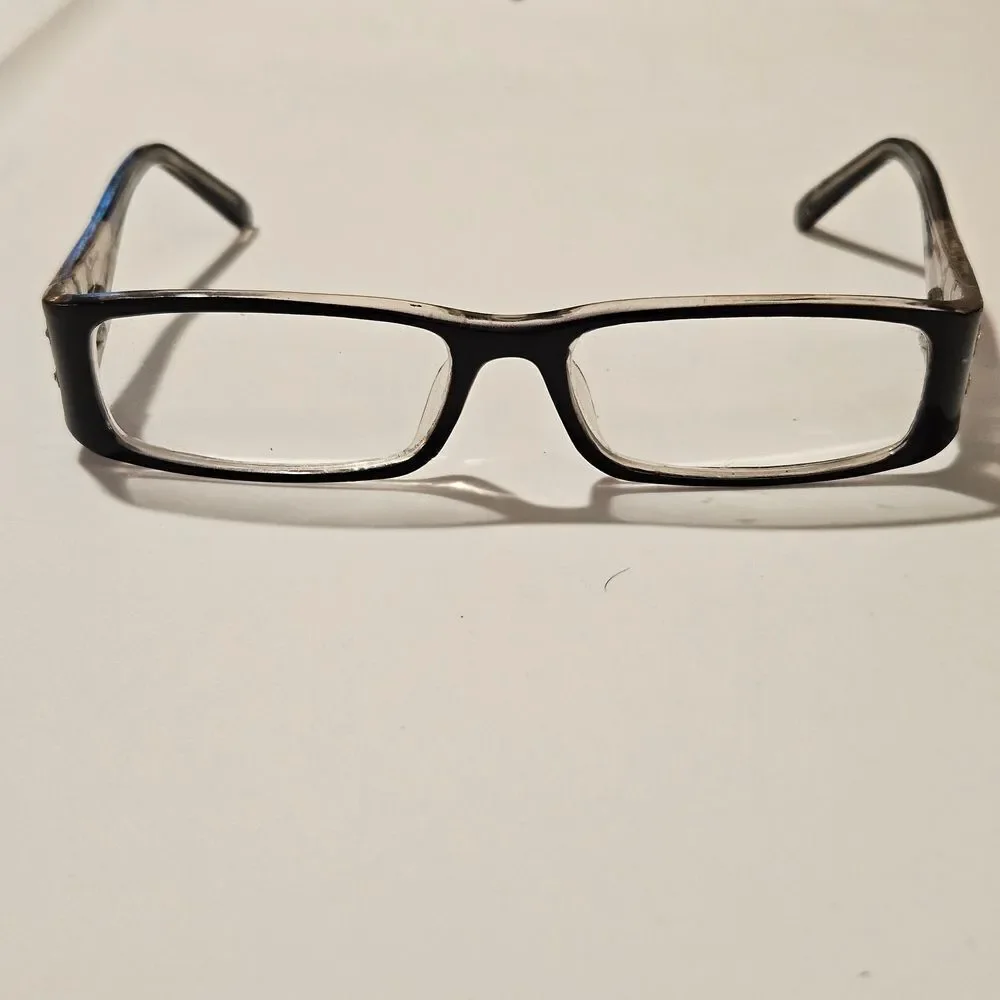 Vintage Black and Rhinestone Rectangular Glasses